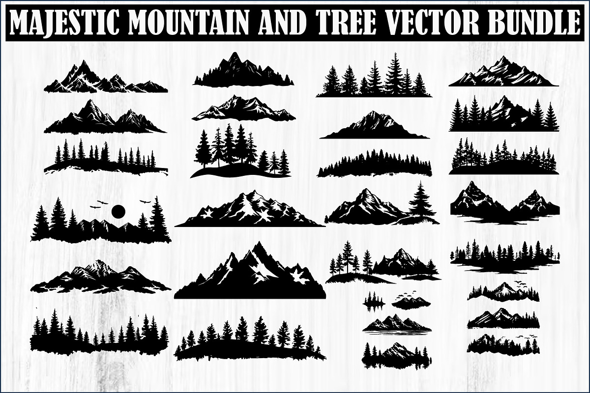Majestic Mountain and Tree Vector Bu, a Graphic by balal (Photo 1 of 8)