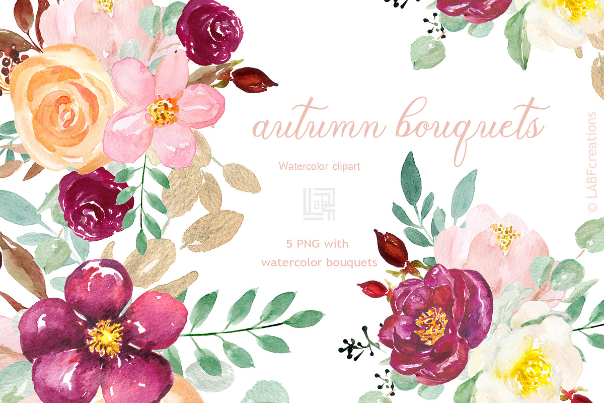 Autumn watercolour bouquets, an Education Illustration by LABFcreations (Photo 3 of 5)