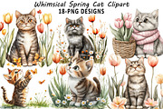 Whimsical Spring Cat Clipart, an Illustration by Daily.Designs (Thumbnail 1 of 5)