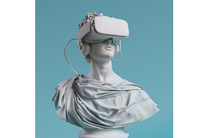 marble statue wearing reality, a Technology Illustration by AlexArt