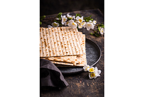 Traditional Jewish bread matzo for, a Food & Drink Photo by Yulia Furman