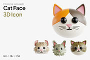 Cat Face 3D Icon Set, an Animal 3D Model by Eklip Studio (Thumbnail 1 of 3)