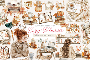 Autumn Cozy Planner Clipart