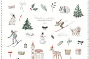 Christmas Watercolor Winter Clipart, an Object Graphic by Kreker Kate (Thumbnail 2 of 9)