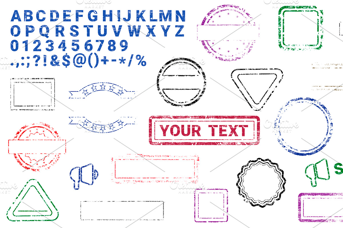 Grungy Letters and Frames for Stamps, a Texture Graphic by Watercolor_Vector Graphic (Photo 2 of 2)