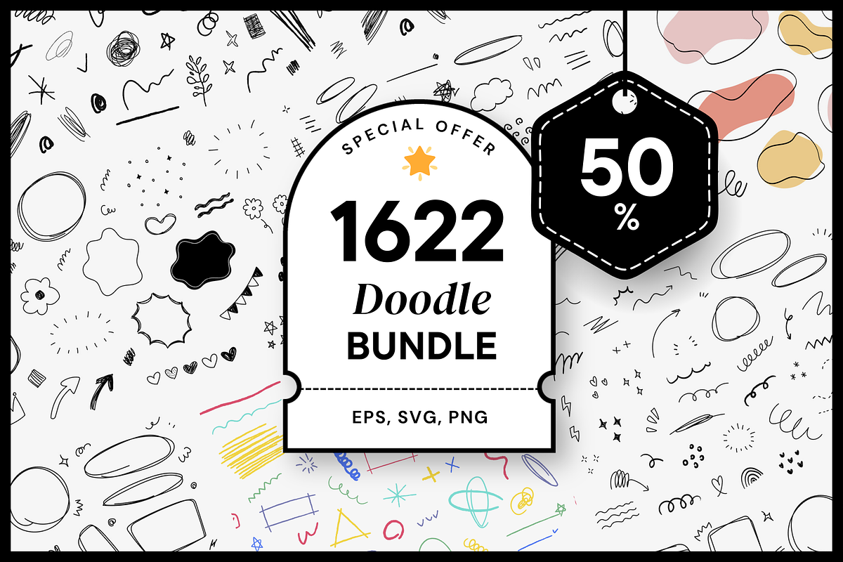 【50%】 BIG SALE Doodle BUNDLE, an Object Graphic by Pinkbrush (Photo 1 of 8)