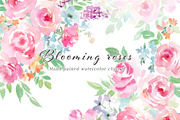 Blooming roses watercolor clipart, a Decorative Illustration by Sawango Designs (Thumbnail 1 of 4)