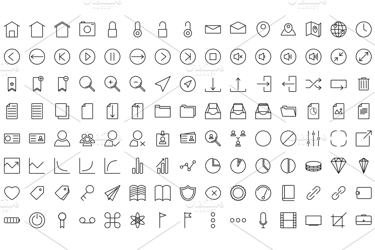Thin Line Icon Set preview 2