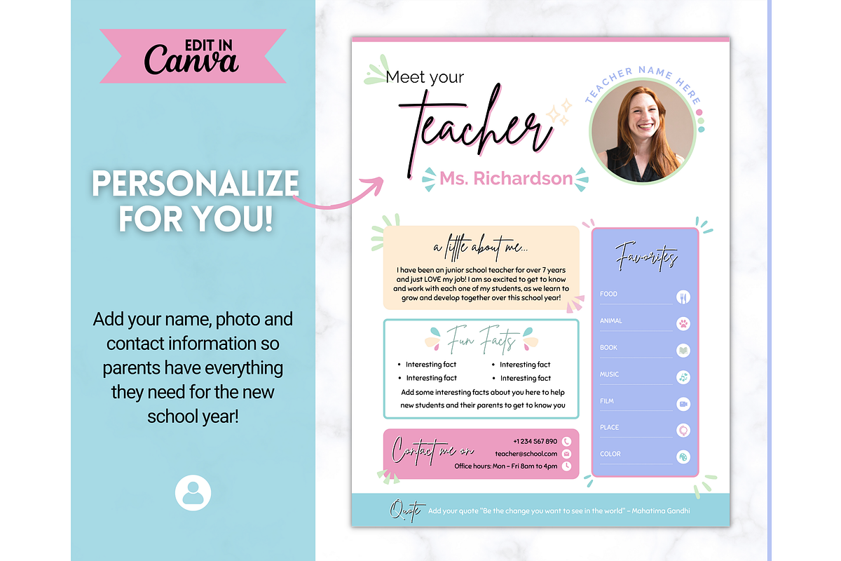 Meet the Teacher Template - Canva, a Templates & Theme by Templatables (Photo 3 of 8)