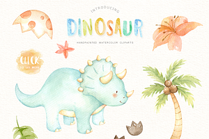 Dinosaur Watercolor Clip Arts