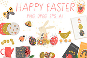 Happy Boho Easter spring clipart, an Animal Illustration by NataLyaroArt (Thumbnail 1 of 13)