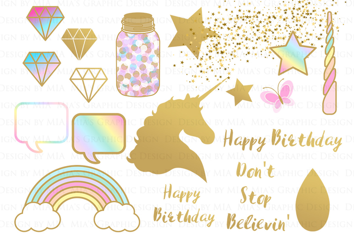 Magical Unicorns, Einhorn, Flat Gold, an Illustration by Mia's Graphic Design (Photo 6 of 9)