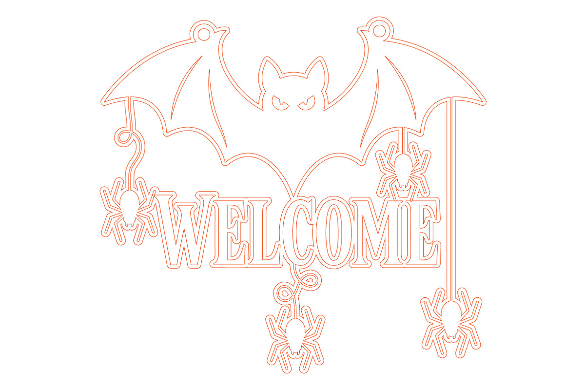 Halloween Bat Welcome Laser Cut SVG, an Object Graphic by Rose Art (Photo 2 of 3)