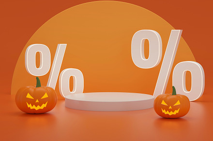Happy Halloween sale display podium, a Holiday Photo by Zama Studio