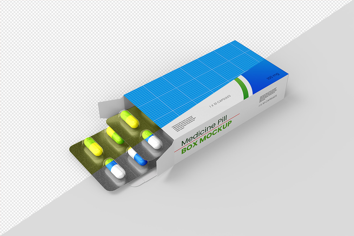 Medicine Pill Box Mockup - 8 views, a Packaging Mockup by Illusiongraphic (Photo 11 of 25)