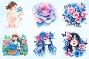 Blue and Pink Rose Garden Sublima, an Illustration by Craft Nest (Thumbnail 2 of 5)