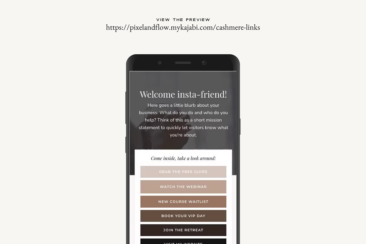 Kajabi Link in Bio Page Template, a Landing Page Template by Pixel & Flow (Photo 2 of 9)