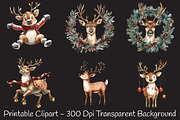 Quirky Christmas Reindeer Clip Arts, an Illustration by RobertsArt (Thumbnail 5 of 7)