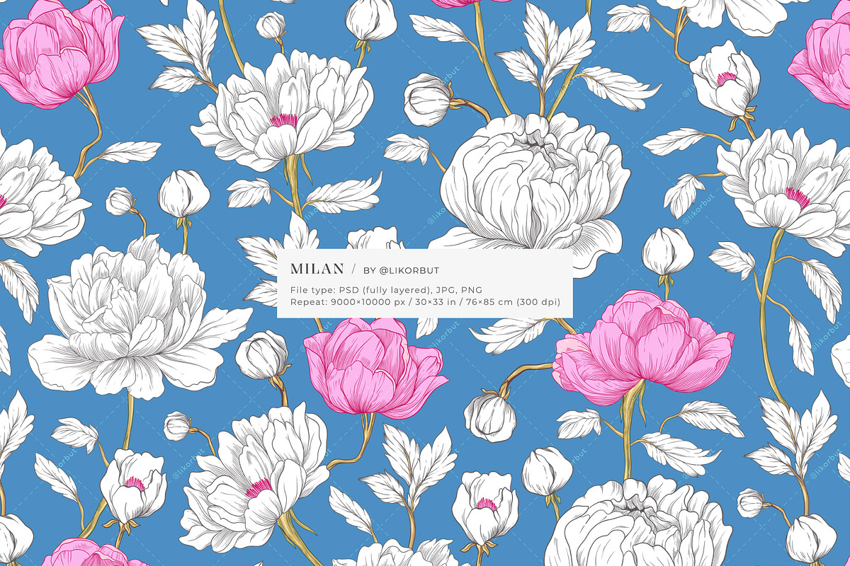 Elegant Bloom Luxury Pattern Design, a Pattern Graphic by likorbut (Photo 2 of 13)