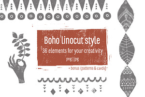 Boho Linocut Style