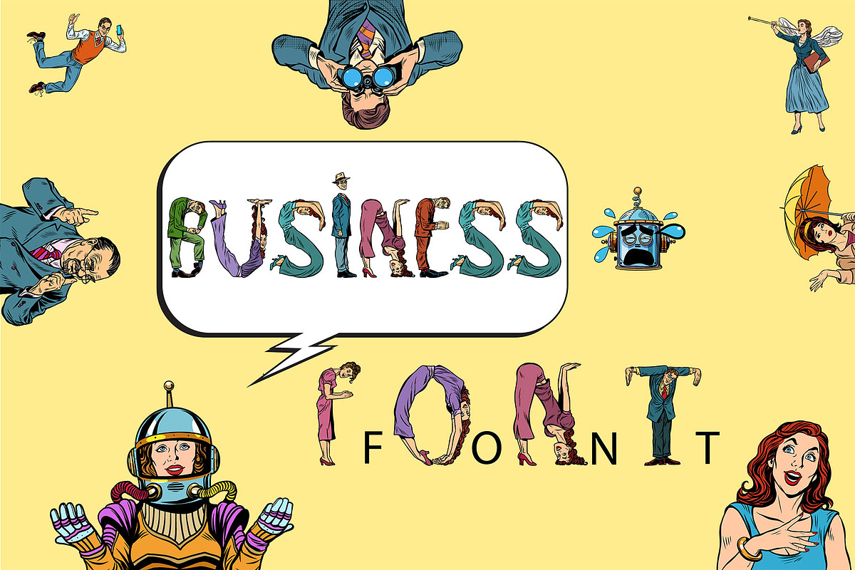 Business font vector pop art