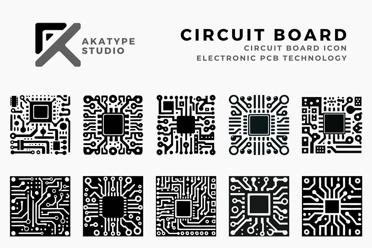 Circuit Board Icon Vector, a Solid Icon by Akatype Studio (Photo 1 of 3)