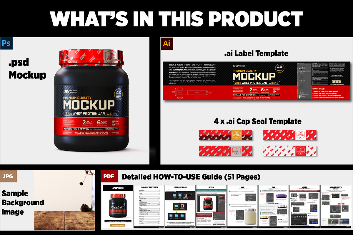 2lb Whey Protein Jar Mockup C1-Pro, a Packaging Mockup by Design Warlord (Photo 14 of 16)