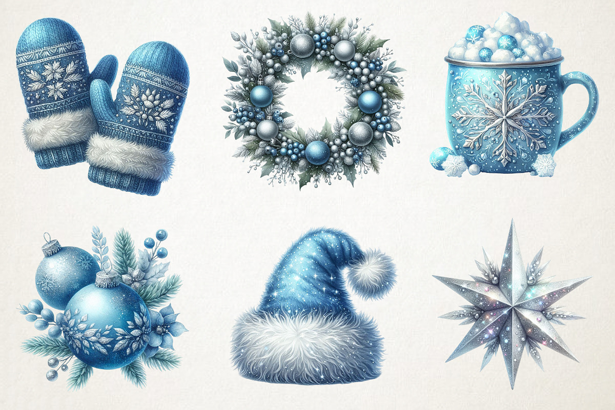 Silver Blue Christmas Clipart, an Illustration by RobertsArt (Photo 5 of 5)