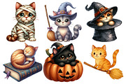 Whimsy Halloween Cat Clipart, an Animal Illustration by Pixels.Craft (Thumbnail 3 of 7)
