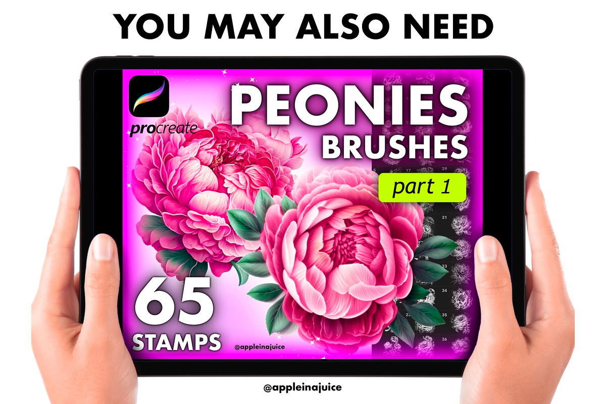 Procreate Peony Flower tattoo brush, a Brush Add-On by Revabrush