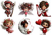 Whimsical Valentine Angel Clipart, an Illustration by DreamArtGraphic (Thumbnail 3 of 4)