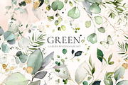 Green watercolor herbs, leaves, a Decorative Illustration by Lisima (Thumbnail 1 of 19)