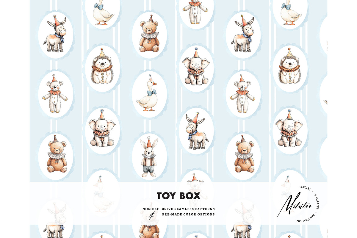 Vintage Toy box seamless pattern, a Pattern Graphic by Milatoo (Photo 6 of 8)