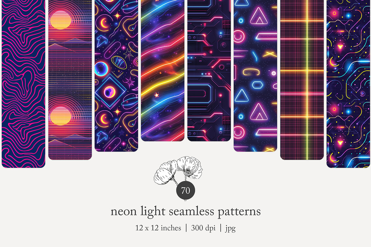 70 neon light seamless pattern, a Pattern Graphic by Poppy Lane Studio (Photo 1 of 10)