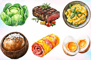 Watercolor Low Carb Food Clipart PNG, a Food Illustration by Canvas Craft (Thumbnail 3 of 4)