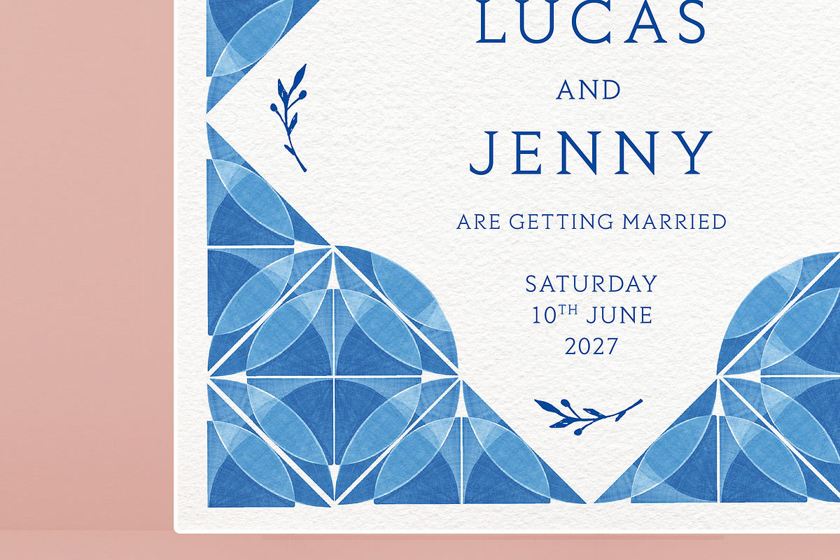 Blue Tiles Wedding Invitation Bundle, an Invitation Template by Wedding Whippet (Photo 10 of 10)