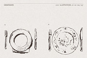 Dinnerware Table Setting Sketches, a Food Illustration by TheMountBirdStudio (Thumbnail 3 of 5)