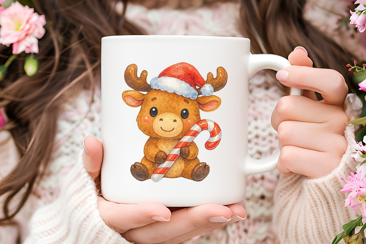 Kawaii Christmas Moose Clipart, an Illustration by RobertsArt (Photo 5 of 7)