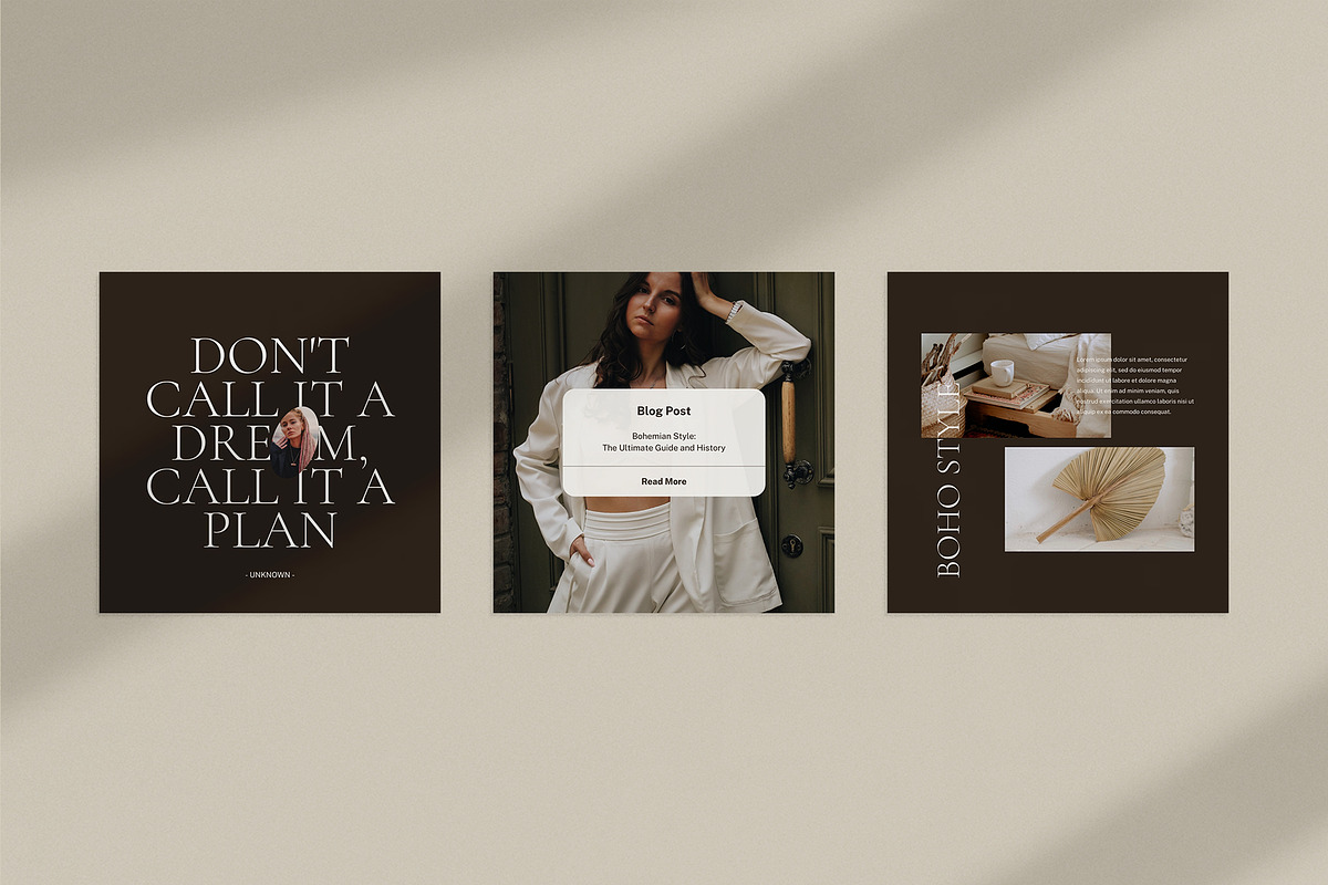 Bohemian Instagram Pack | PS & Canva, a Social Media Template by Visuel Colonie® (Photo 6 of 15)