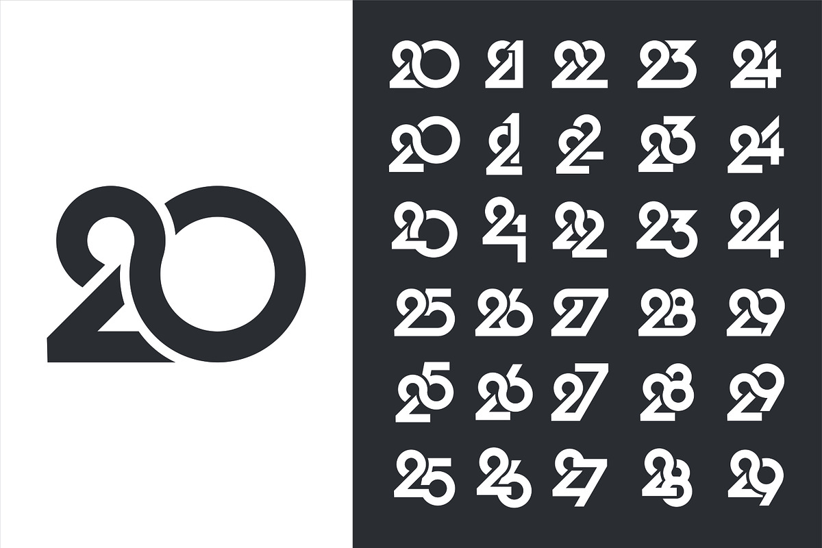 number 20 to 19 logo designs., a Branding & Logo Template by BARONSTD (Photo 2 of 3)