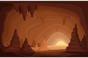 Underground stalactites cave, an Illustration by Valerie Bodnar