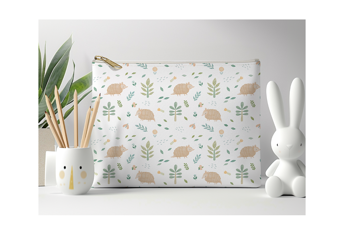 CUTE WOODLAND ARMADILLO PATTERN SET, a Pattern Graphic by tetiartline (Photo 5 of 6)