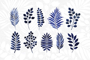 Indigo Branches Watercolor Set