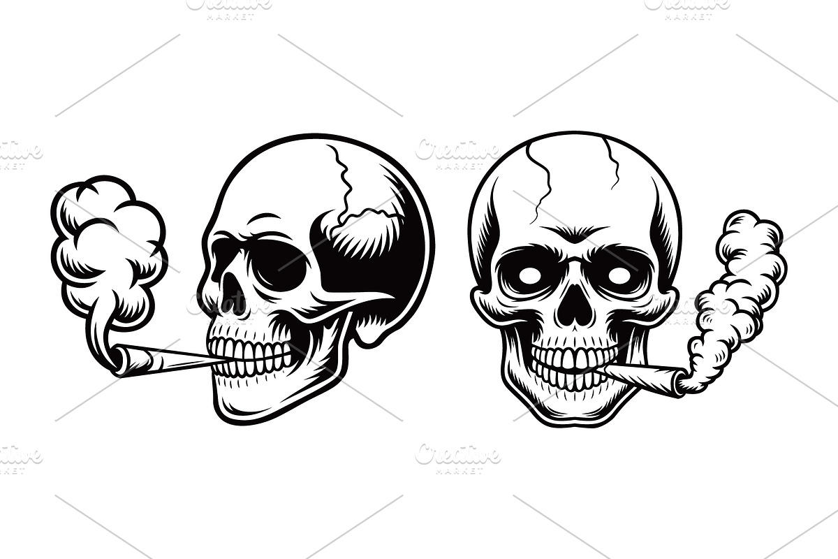 Skeleton Smoking Marijuana Joint, an Empty State Illustration by Pixes