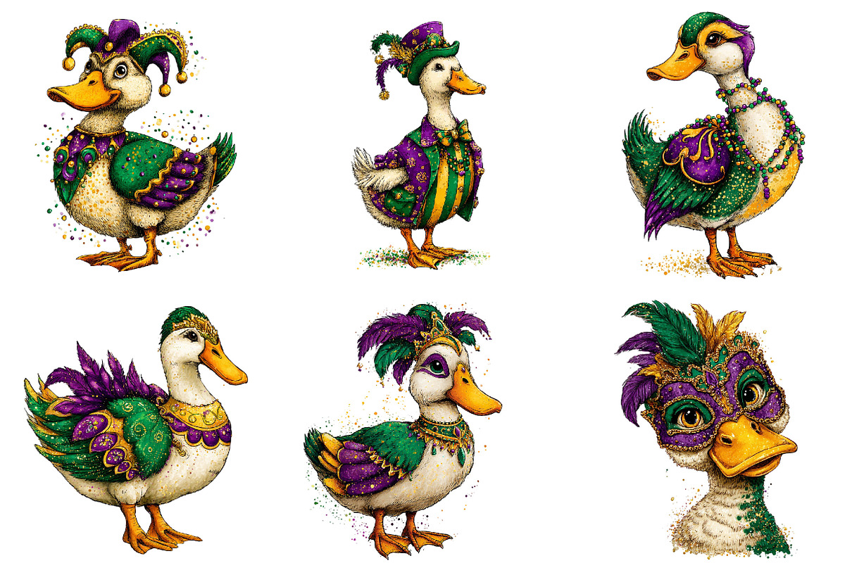 Mardi Gras Goose Clipart Bundle, an Illustration by Dream Creation (Photo 4 of 6)