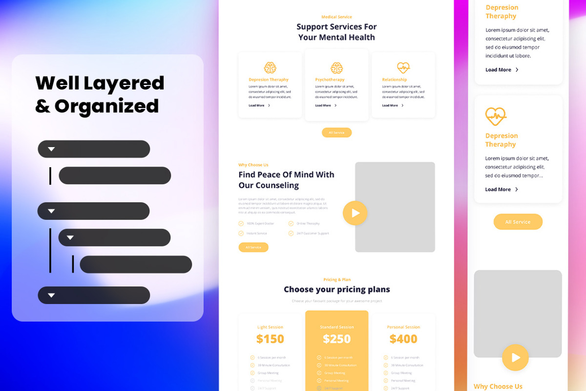 Mental Health Wireframe Website 01, a Wireframe Template by INSPR STD (Photo 2 of 4)
