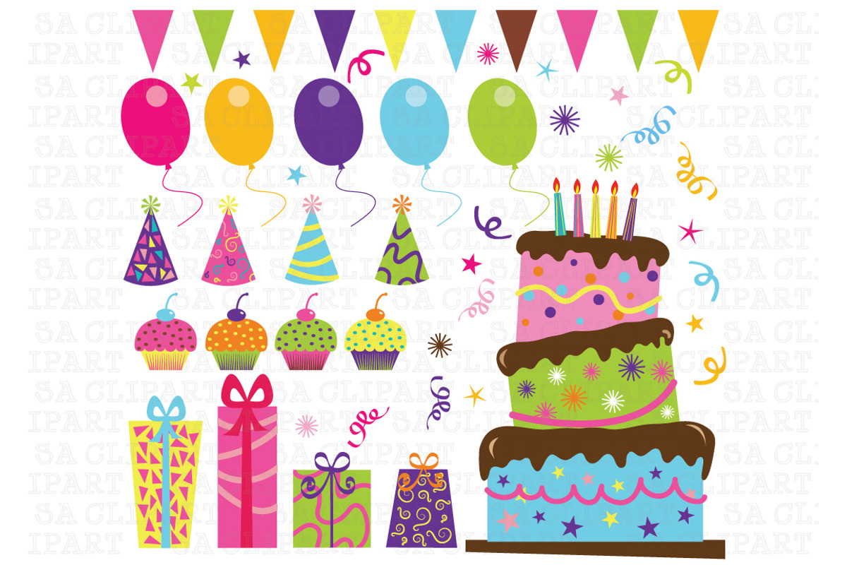 Birthday Party Clip Art, an Illustration by SA ClipArt