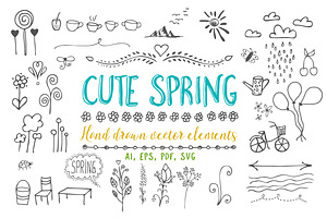 Cute spring vector elements part 1.