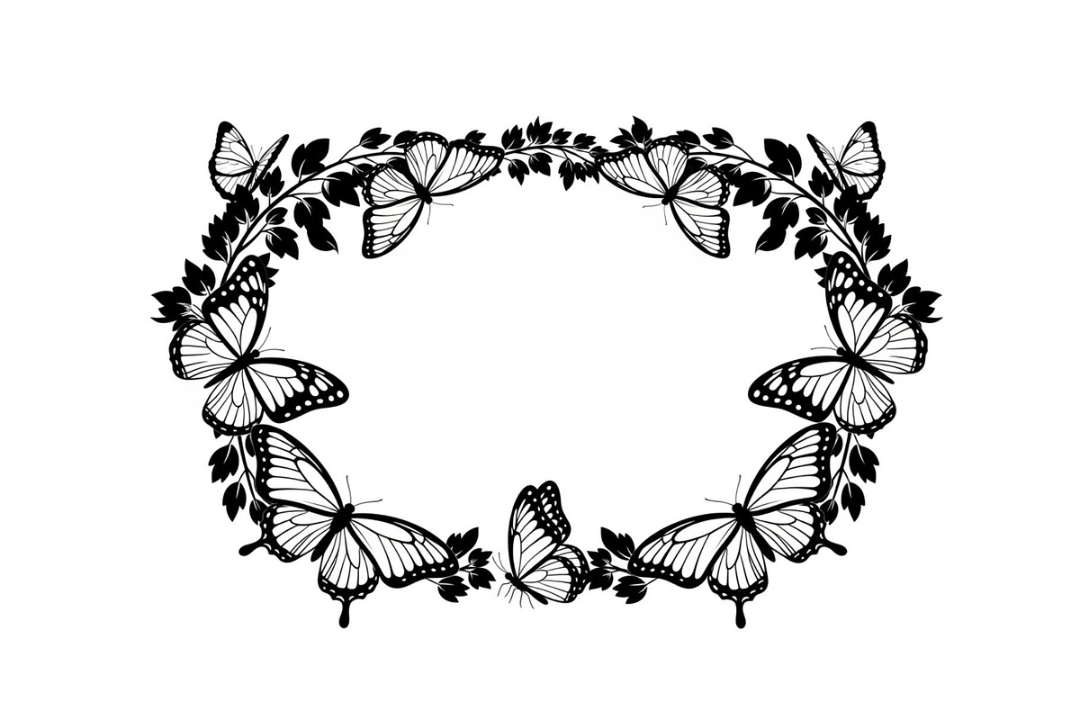 Butterfly Floral Vintage Frame Bundl, an Illustration by Creativeshirt (Photo 16 of 51)