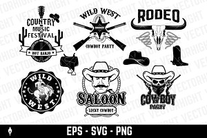 Cowboy Rodeo, Wild West Labels.